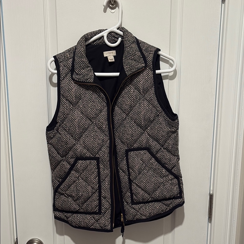 J.Crew Black and White Herringbone Vest
